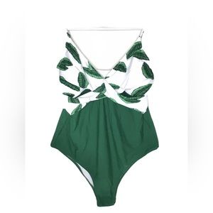 Cupshe Banana Leaf Print Twist Front One Piece Swimsuit XXL
